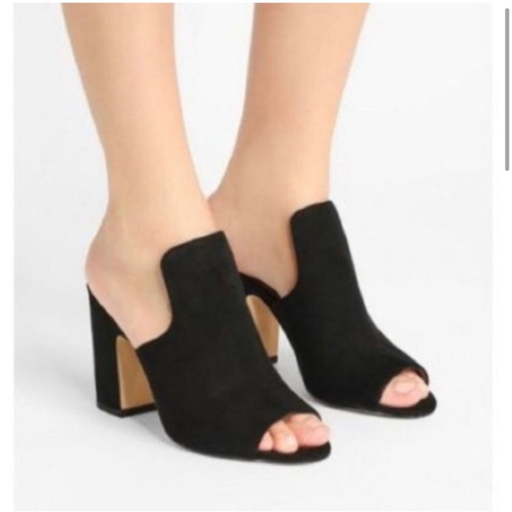 DKNY 8.5 Hester mules black suede. Like new!!3.75 inch heel
